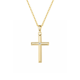 FANCIME "Faith In Heart" 14K Yellow Gold Diamond Cross Necklace Main