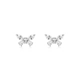 "Crystal" Sterling Silver Butterfly Post Earrings with White CZ Stones