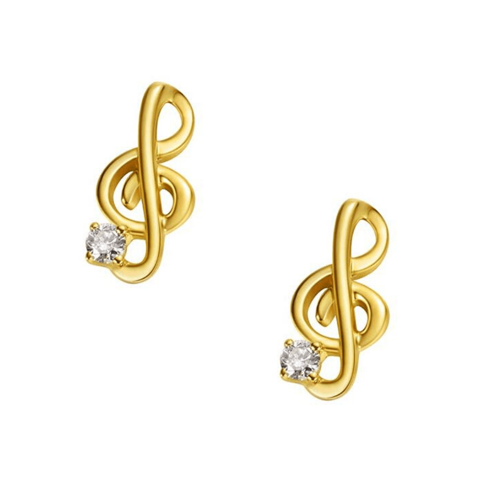 FANCIME Cute Diamond Keynote 18K Yellow Gold Stud Earrings Main