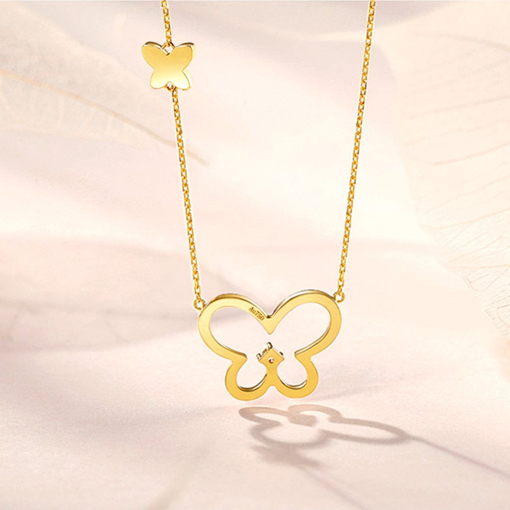 FANCIME "Golden Wings" Butterfly 14K Yellow Gold Necklace Back