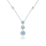 FANCIME "Blue Glow" Sterling Silver Blue and White CZ Dangling Necklace Main