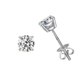 FANCIME Solitaire Round Moissanite 14K Solid White Gold Studs Main