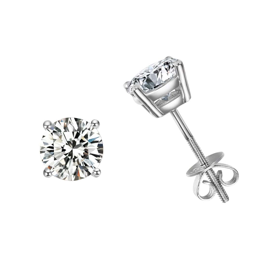 FANCIME 2cttw Dainty Solitaire Moissanite 14K White Gold Stud Earrings
