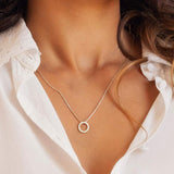 FANCIME "Eternity Circle" Halo Open 14K White Gold Necklace Show