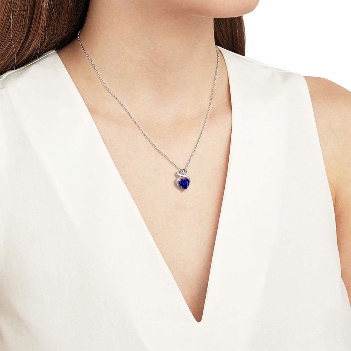 FANCIME "Infinity Heart" Sapphire September Gemstone Sterling Silver Necklace Show