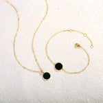 FANCIME Natural Black Onyx 14K Yellow Gold Necklace Full