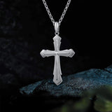 FANCIME Edgy Men's Cross Sterling Silver Necklace Detail