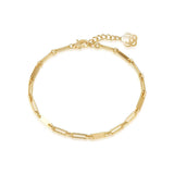 FANCIME Paper Clip Link Chain 14K Solid Yellow Gold Bracelet Main