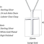 FANCIME Large Polishing Cross Sterling Silver Necklace Size