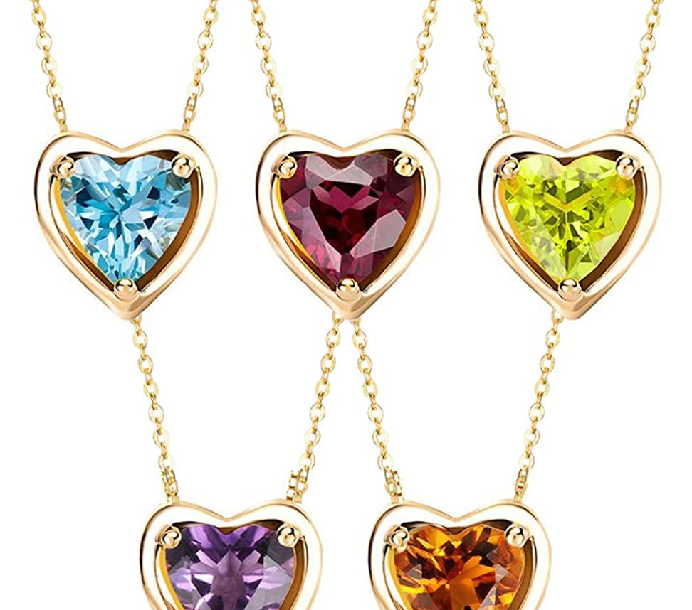 FANCIME Delicate Garnet Heart January Birthstone 14K Gold Necklace Show