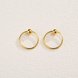 FANCIME Minimalist Ball 18k Yellow Gold Hoop Earrings Show