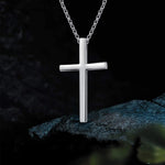 FANCIME Large Polishing Cross Sterling Silver Necklace Detail3