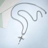 FANCIME Mens Black Highlight Cross 925 Silver Necklace Show2