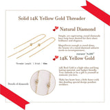 Fancime 14K Yellow Gold 0.03CTTW White Diamond Long Chain Threader Earrings