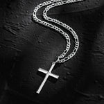 FANCIME Mens Gold Plated Beveled Cross Sterling Silver Necklace Full