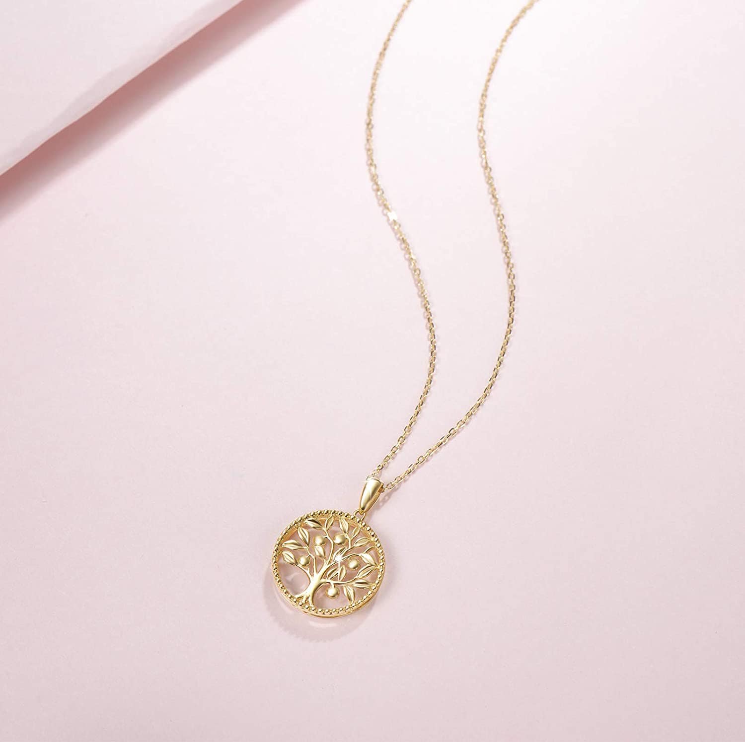 FANCIME Tree of Life 14K Solid Yellow Gold Necklace Detail2