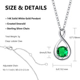 FANCIME "Birthstone" Emerald May Gemstone Sterling Silver Necklace Size
