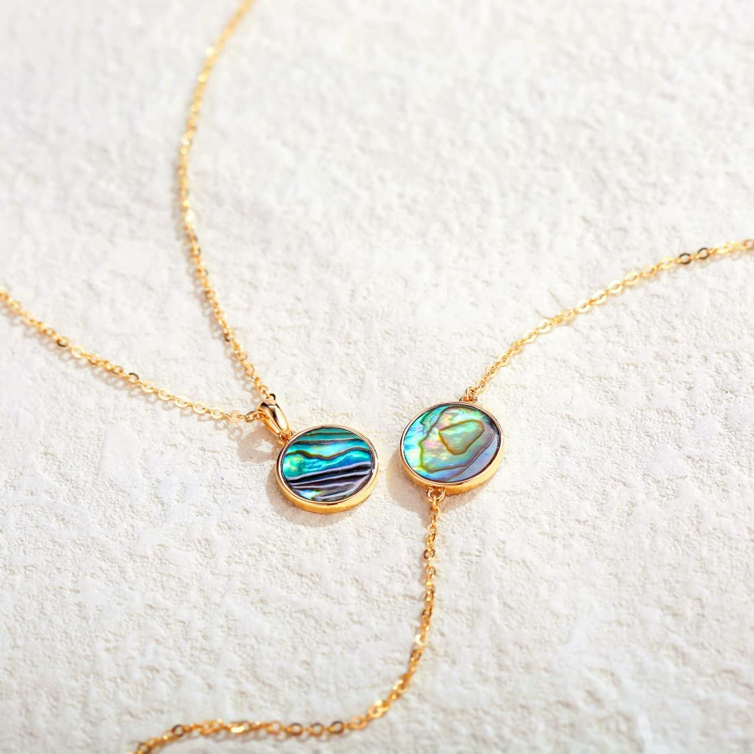 FANCIME Natural Abalone Pearl 14K Yellow Gold Necklace Detail