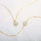 FANCIME Created White Opal Round14K Real Yellow Gold Necklace Back