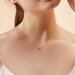 Dainty Tiny Diamond Heart Necklace in 14k Yellow Gold