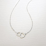 FANCIME Double Circles 14K Solid Gold Necklace White Full