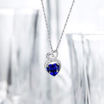 FANCIME "Infinity Heart" Sapphire September Gemstone Sterling Silver Necklace Detail