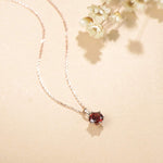 FANCIME Dark Red Garnet 14K Solid Rose Gold Necklace Full