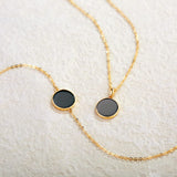 FANCIME Natural Black Onyx 14K Yellow Gold Necklace Detail