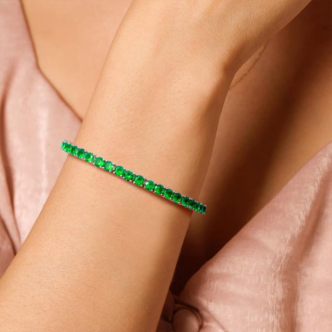 Tennis Luxury Pear Emerald Marquise Shape Silver Bracelet For Women –  Archariel