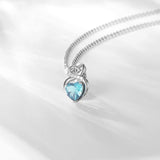 FANCIME "Infinity Heart" Aquamarine March Gemstone Sterling Silver Necklace Detail