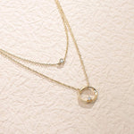 FANCIME Diamond and Circle Layered 14K Yellow Gold Necklace Detail