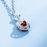 FANCIME Garnet January Gemstone Heart Sterling Silver Necklace Back