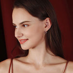 FANCIME Red Garnet 14K White Gold Hoop Earrings Model