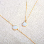 FANCIME Created White Opal Round14K Real Yellow Gold Necklace Detail