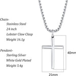 FANCIME Men's Plain Polished Cross Sterling Silver Necklace Size