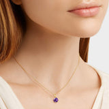 FANCIME Genuine Amethyst Solitaire 14K Yellow Gold Necklace Show
