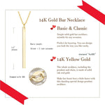 FANCIME Minimalist Bar Vertical Drop 14K Yellow Gold Necklace Size