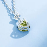 FANCIME Peridot August Gemstone Heart Sterling Silver Necklace Back