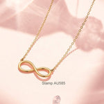 FANCIME "Ever Eternal" Shiny Infinity Symbol 14K Solid Gold Necklace Yellow Gold Back