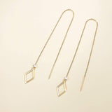 Threader think earrings with genuine white diamonds