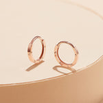 FANCIME Minimalist Hinged Sleeper 18k Rose Gold Hoop Earrings Show