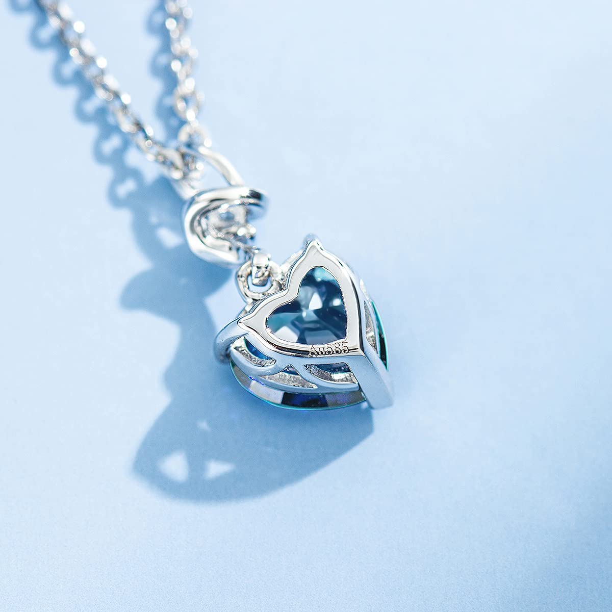 FANCIME December Gemstone Heart Sterling Silver Necklace Back