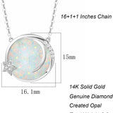 Fanci "Dreamy Wish" Opal Moon Star Disc 14K Gold Necklace Size