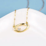FANCIME "The One" Mobius Oval Circle 14K Solid Yellow Gold Necklace Detail