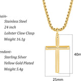 FANCIME Plated Mens Beveled Cross 14K Yellow Gold Necklace Size