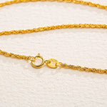 Women's 18k Real Yellow Gold Rope Chain Necklace (1.5mm)