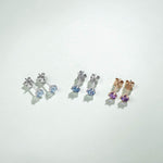 14k color gemstone round stone earrings 