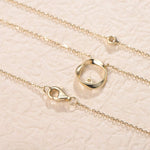 FANCIME Diamond and Circle Layered 14K Yellow Gold Necklace Back