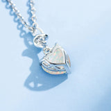 FANCIME Opal October Gemstone Heart Sterling Silver Necklace Back