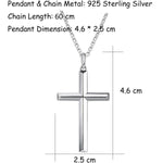 FANCIME Beveled Edge Cross Sterling Silver Necklace Size